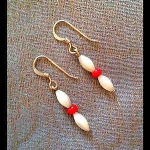 Sterling Silver earrings w/ mother-of-pearl beads.